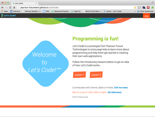 Lets Code v1 homepage