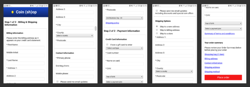 A typical checkout form on the web